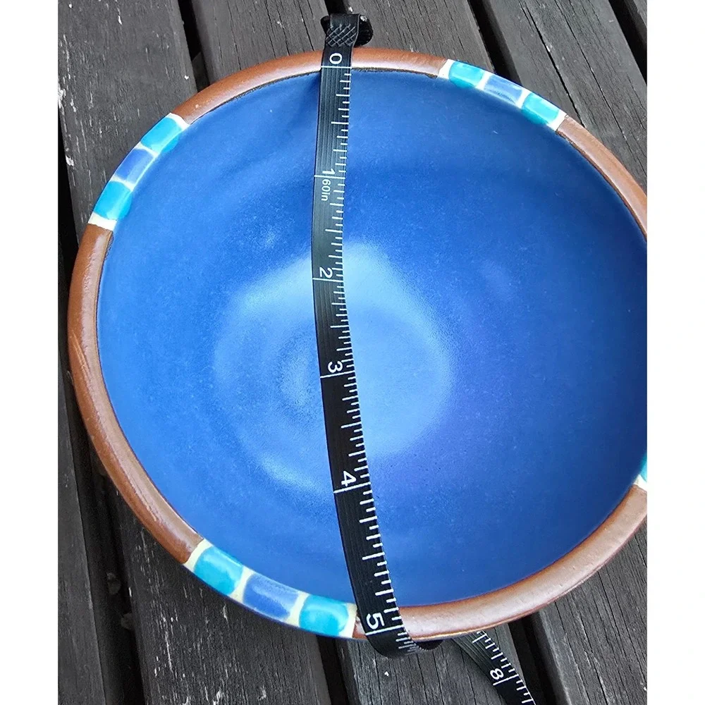 Vintage Dansk Mesa Sky‎ Blue Ceramic Bowl with Brown Edge -5in